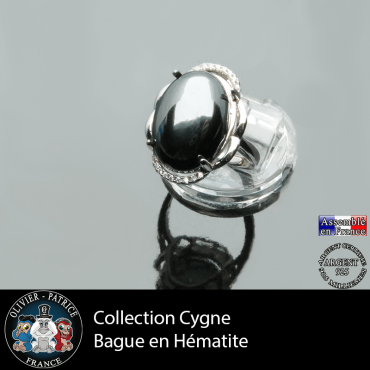 Bague Cygne en hématite et argent 925