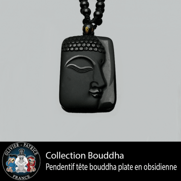 Pendentif plaque de Bouddha en obsidienne