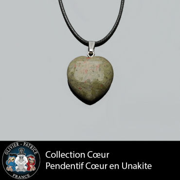 Pendentif unakite coeur en pierre naturelle