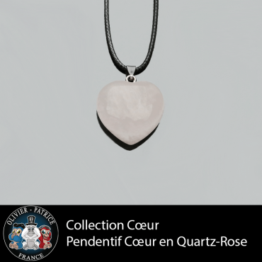 Pendentif quartz rose coeur en pierre naturelle