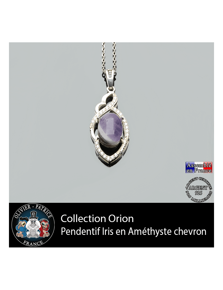 Collection orion ; pendentif Iris en améthyste naturelle et argent 925
