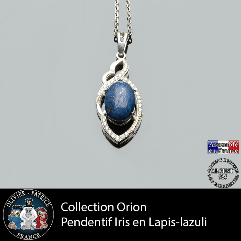 Pendentif Iris en lapis lazuli naturel de la collection Orion