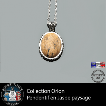 Collection Orion : Pendentif jaspe paysage et argent 925