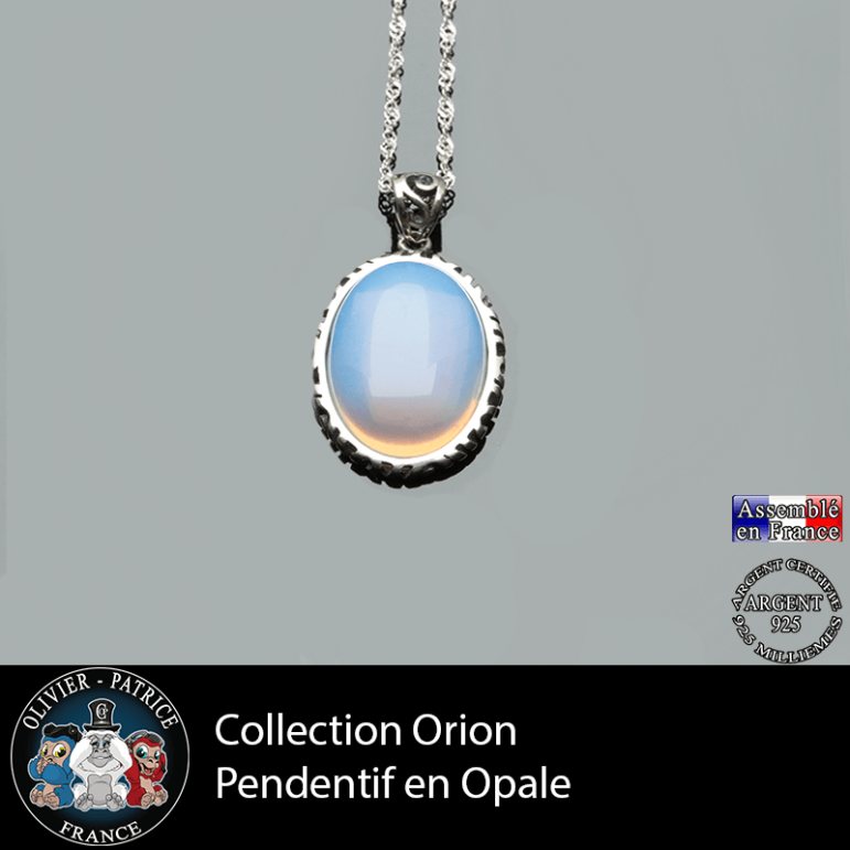 Collection Orion : Pendentif opale naturelle et argent 925