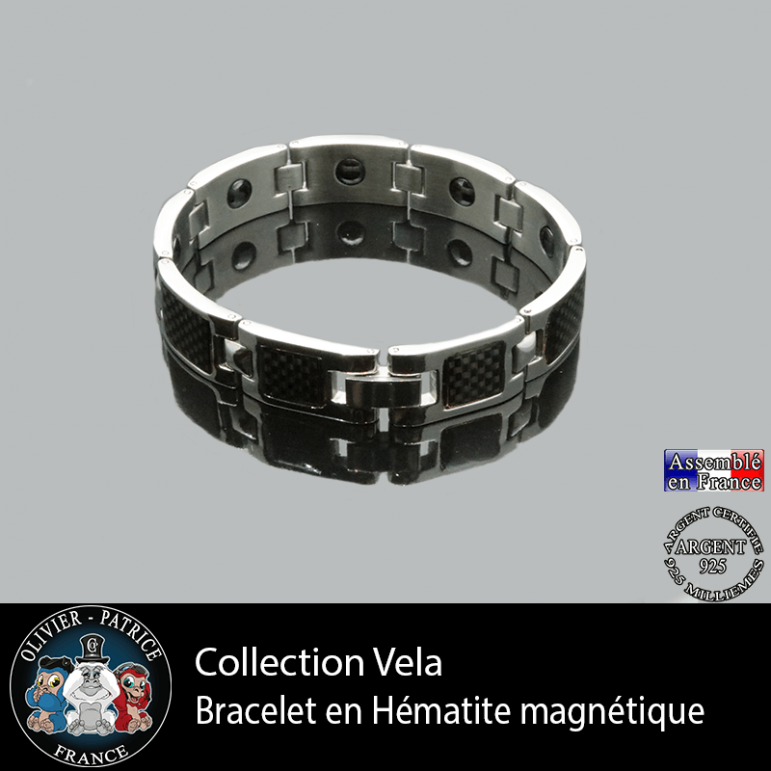 Bracelet chaîne d'hématite magnétique pour homme