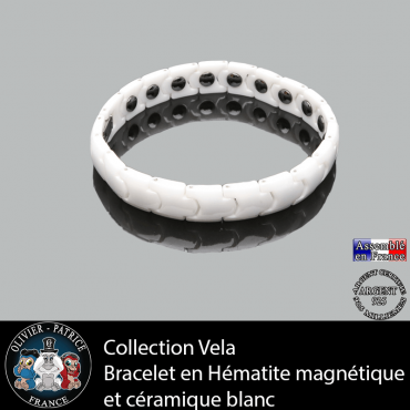 Bracelets pour les couples en germanium magnétique et céramique blanc