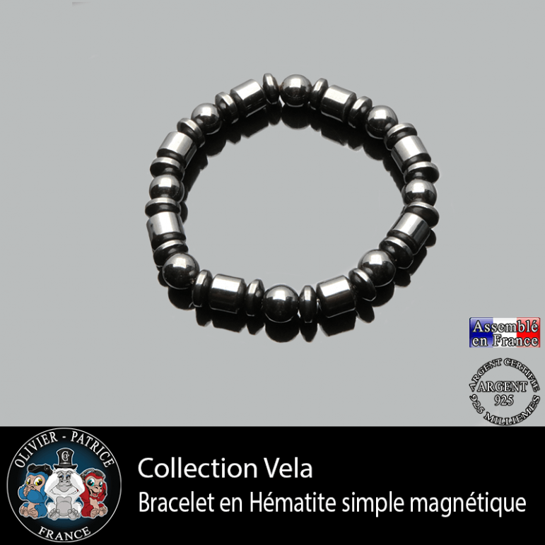 Bracelet Hématite Noir Naturel – Pierre Naturelle, Style élégant Pour Homme Et Femme, 18,5 Cm
