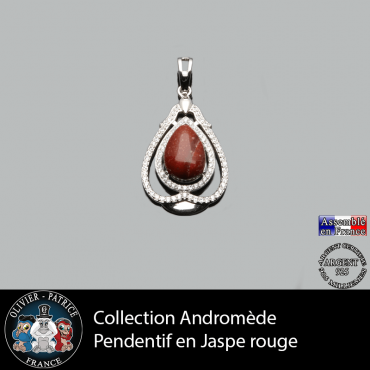 Pendentif jaspe rouge poire en argent 925