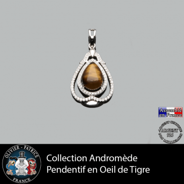 Pendentif Andromède Oeil de tigre en argent 925