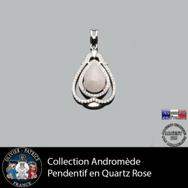 Pendentif Andromède Quartz rose en argent 925