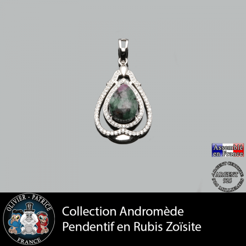 Pendentif Fait Main En Argent 925 Avec Zoisite Rubis Naturel, Pièce Unique, Neuf Avec étiquettes