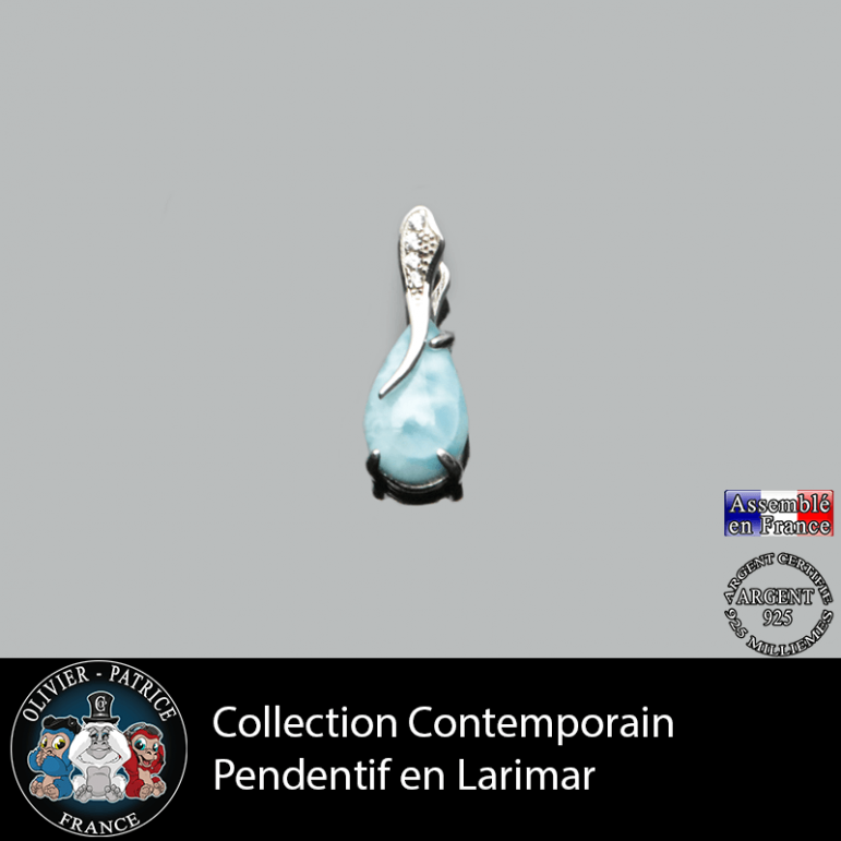 Collection contemporain : pendentif en larimar naturel