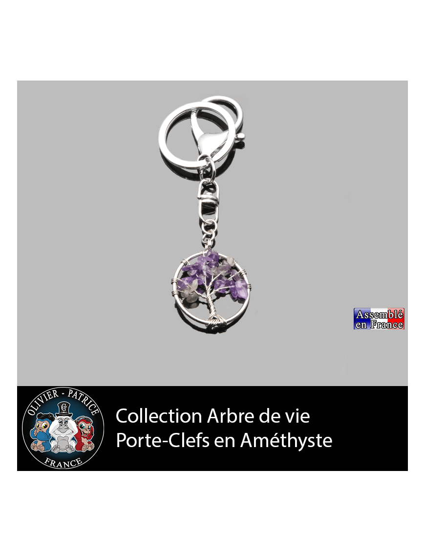 porte clefs en pierre naturelle améthyste