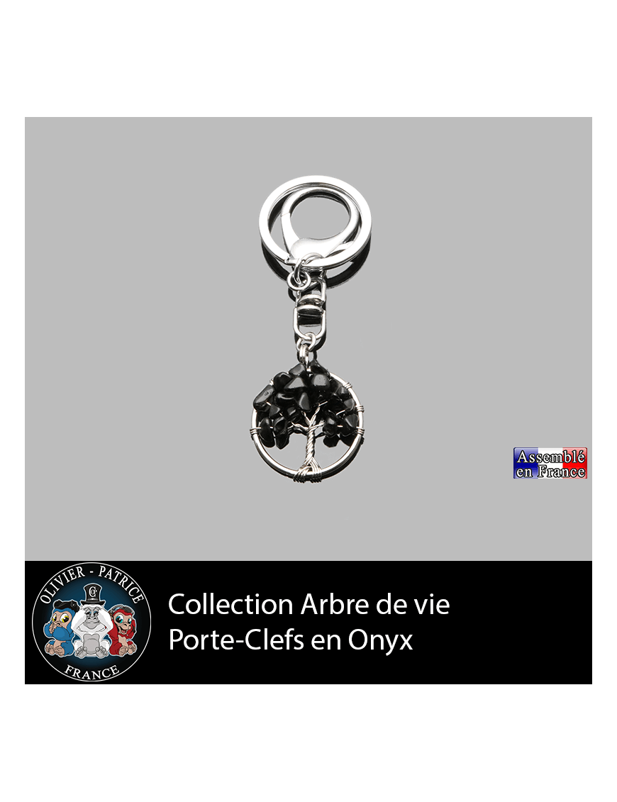 porte clefs en pierre naturelle onyx