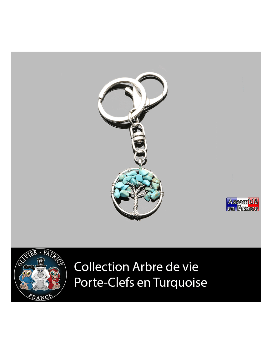 porte clefs en pierre naturelle en turquoise