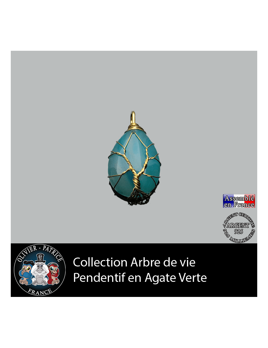 Arbre de vie Agate bleue en forme de goutte d'eau