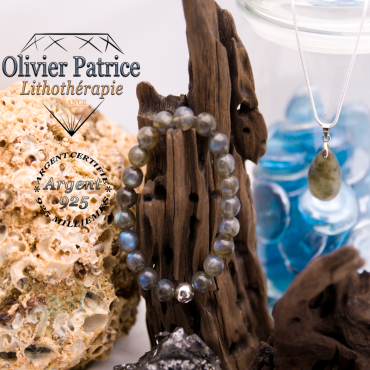 Bracelet de labradorite et boule argent 925 - 8 mm