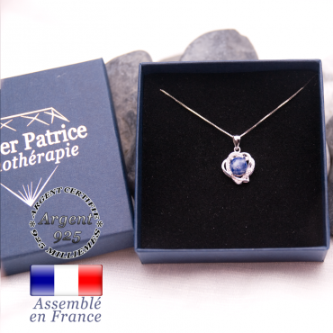 Pendentif coeurs enlacés sodalite et argent 925
