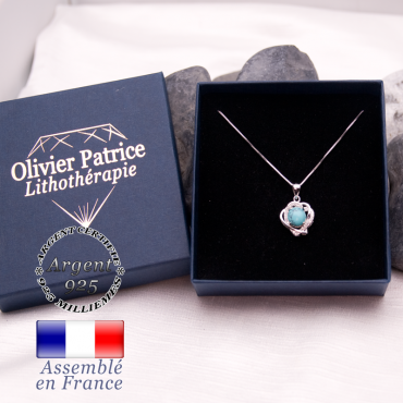 Pendentif coeurs enlacés turquoise et argent 925