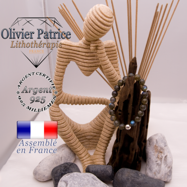 Bracelet de labradorite et boule argent 925 - 8 mm