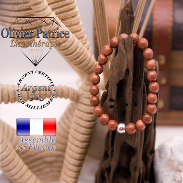Bracelet goldstone et sa boule en argent 925 - 8 mm