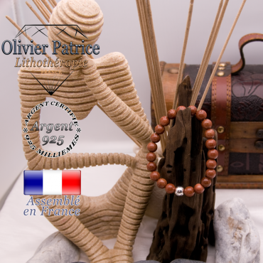 Bracelet goldstone et sa boule en argent 925 - 8 mm