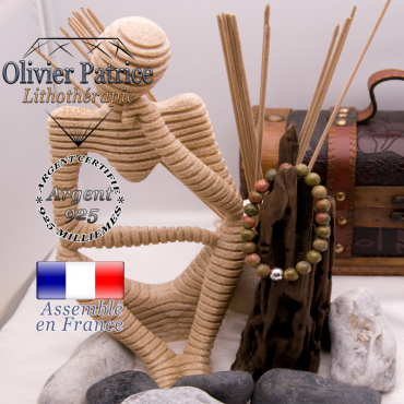 Bracelet unakite et sa boule en argent 925 - 8 mm