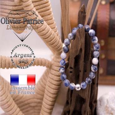 Bracelet de sodalite et sa boule en argent 925 - 8 mm