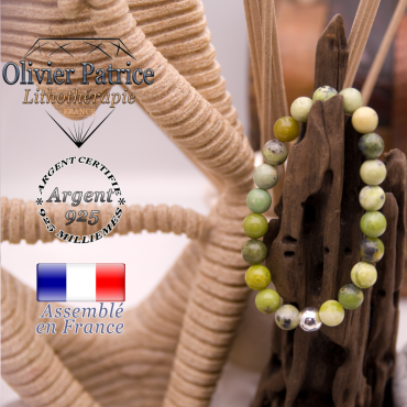 Bracelet turquoise africaine et sa boule en argent 925 - 8 mm