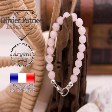 Bracelet quartz rose avec un fermoir en argent 925