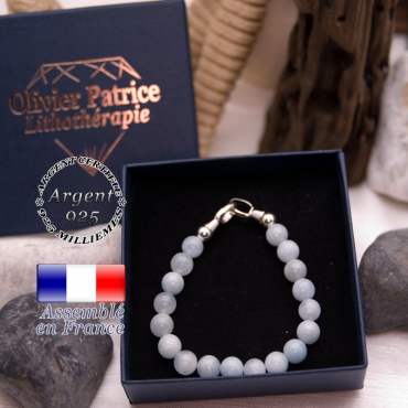 Parure aigue marine : pendentif 2 cœurs et bracelet en argent 925
