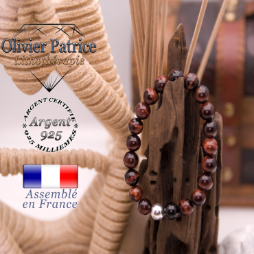 Bracelet œil de taureau en argent 925 - 8 mm