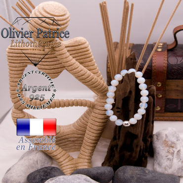 Bracelet opale et sa boule en argent 925 - 8 mm