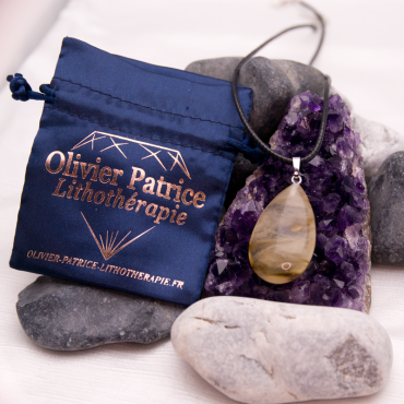 Pendentif jaspe paysage en forme de goutte d'eau