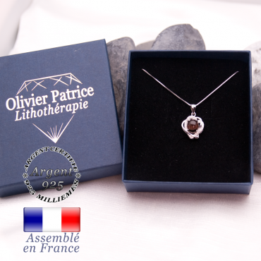 Pendentif coeurs enlacés oeil de taureau en argent 925