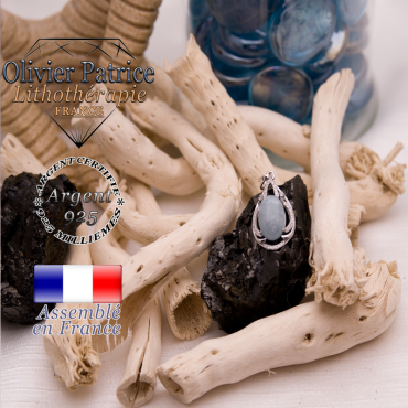Pendentif aigue marine goutte d'eau et argent 925