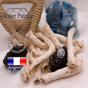 Pendentif aigue marine goutte d'eau et argent 925