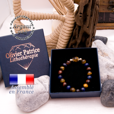 Bracelet 2 oeil de tigre et oeil de taureau en argent 925