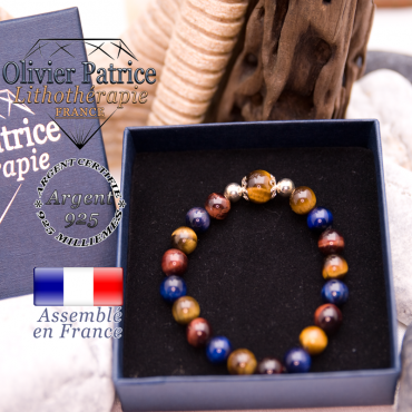 Bracelet 2 oeil de tigre et oeil de taureau en argent 925