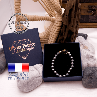 Bracelet hématite et onyx mantra OM MANI  dans son écrin