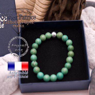 Bracelet turquoise du Tibet en argent 925 dans son écrin