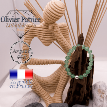 Bracelet en aventurine et boule en argent 925 - 8 mm