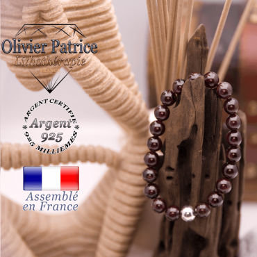 Bracelet grenat et sa boule en argent 925 - 8 mm