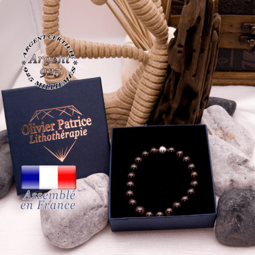 Bracelet grenat et sa boule lisse en argent 925 dans son écrin