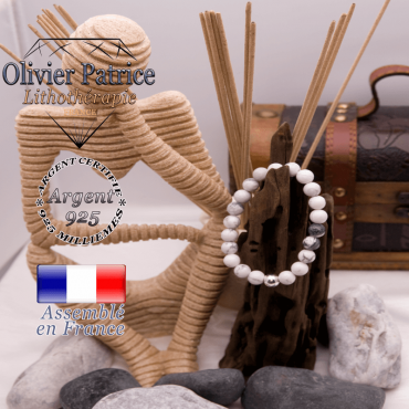 Bracelet howlite et boule en argent 925 - 8 mm