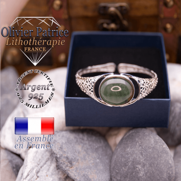 Bracelet toile d'araignée agate mousse en argent 925 dans son écrin