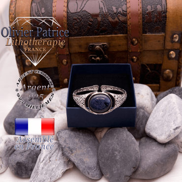 Bracelet toile d'araignée blue sand ouvert en argent 925