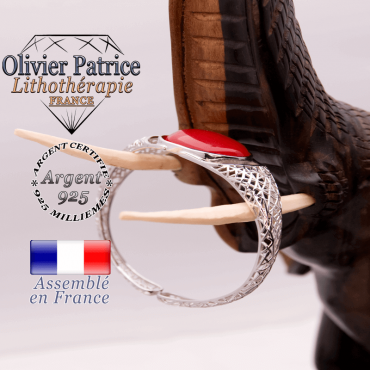 Bracelet toile d'araignée agate rouge ouvert en argent 925