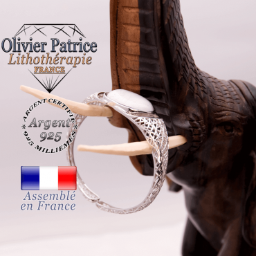 Bracelet toile d'araignée howlite ouvert en argent 925