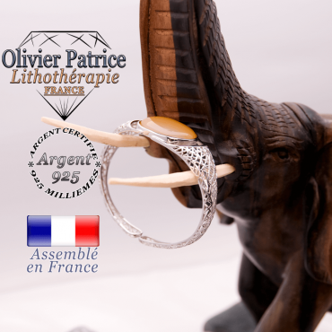 Bracelet toile d'araignée en onyx jaune, ouvert, en argent 925